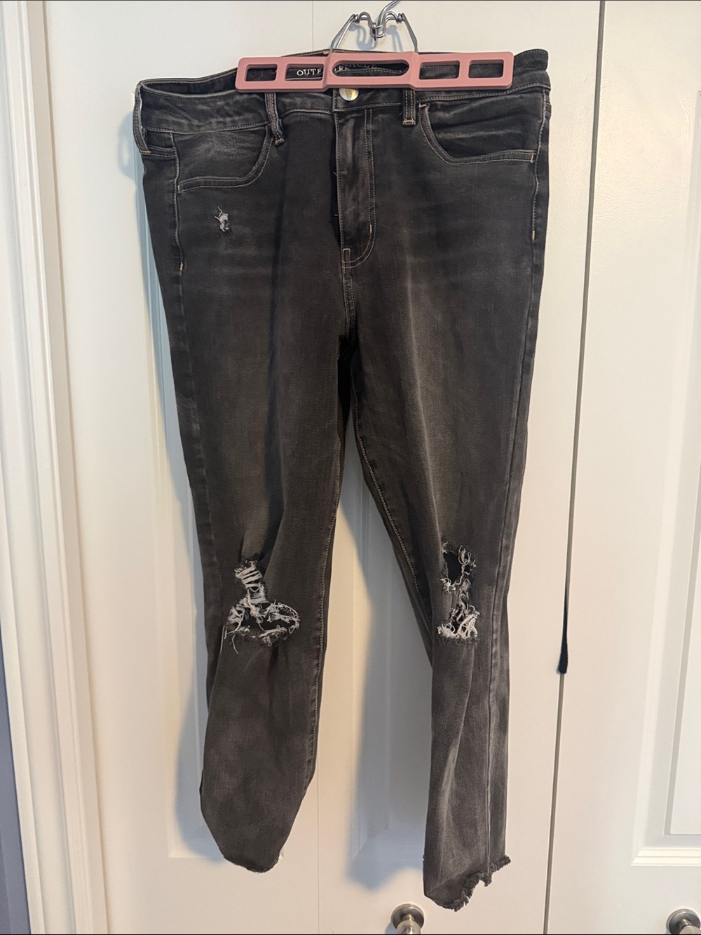 American Eagle Outfitters Washed Grey Distressed Skinny Jeans